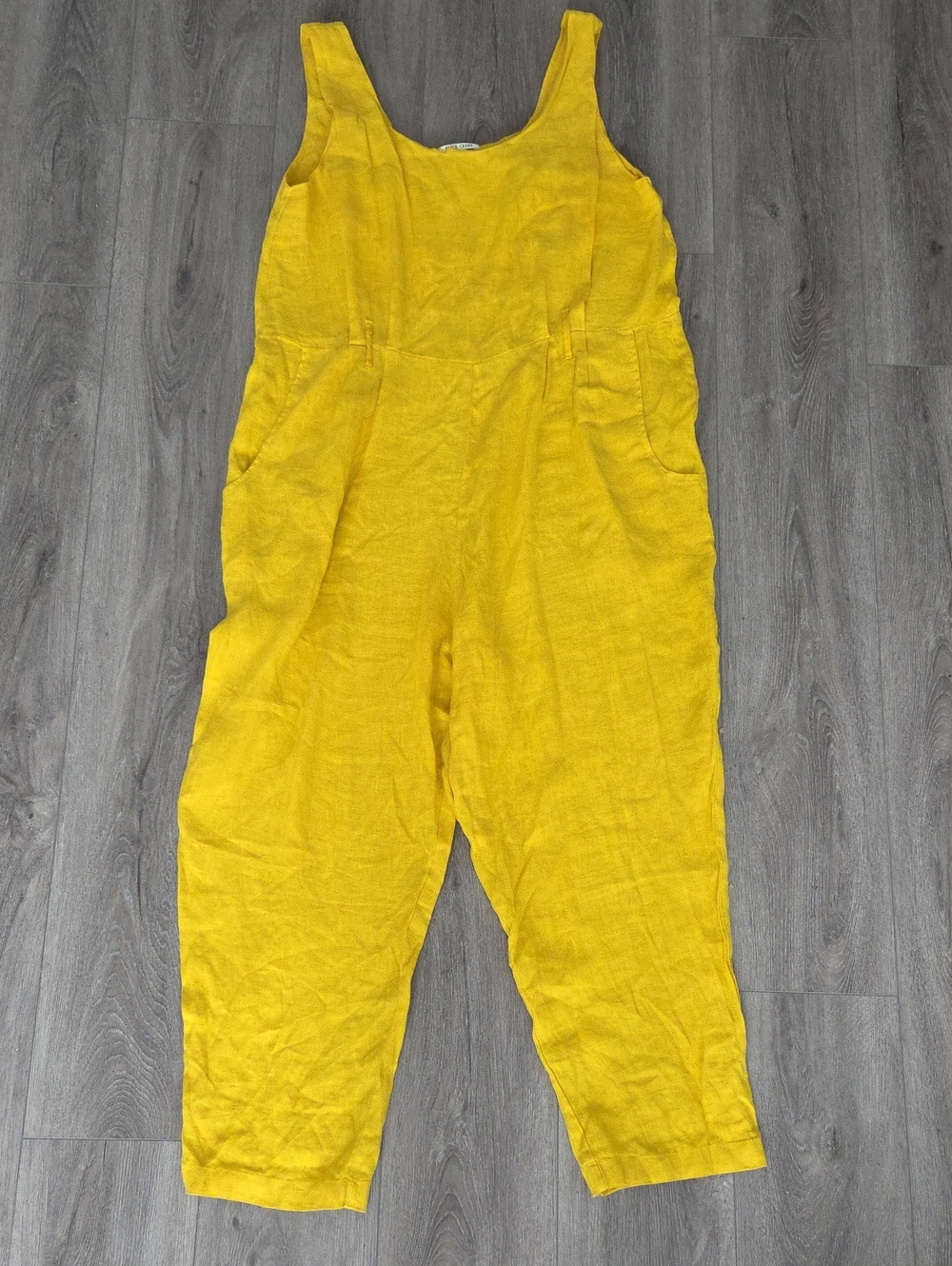 Black Crane Bight Yellow Women's Linen Jumpsuit Size L